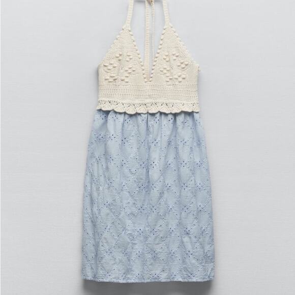 ZARA COMBINATION EMBROIDERED KNIT DRES - Picture 10 of 12